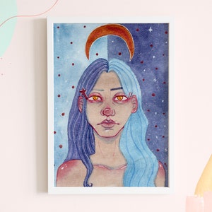 Art Print >Other Side of the Moon< - Watercolor Illustration