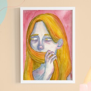 Art Print >Shy< - Watercolor Illustration