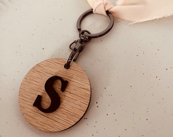 Pendant two-layer | Initial made of wood or acrylic | Gift for loved ones | stylish bag charm