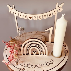 Geburtstagsteller aus Holz mit Personalisierung | Tischdekoration für Kindergeburtstage | Geschenk zur Geburt