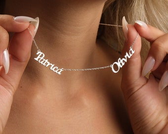 Personalisierte Halskette mit zwei Namen, personalisierter Namensschmuck, Halskette mit mehreren Namen, Namenskette Gold, handgefertigter Schmuck, Muttertagsgeschenke