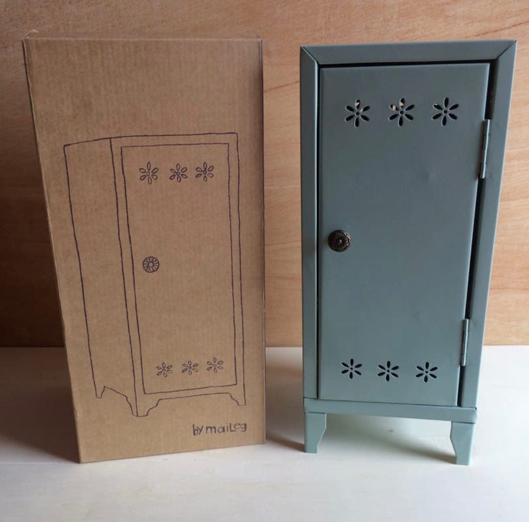 Maileg Mint Green Metal Wardrobe With Hangers Etsy