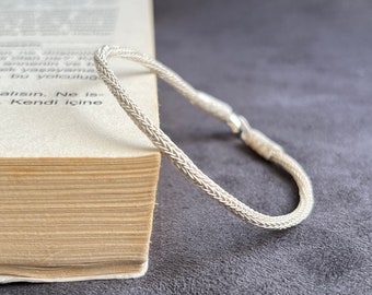 999 Silver Minimalist Chain Bracelet, Hand-Knitted Unique Kazaziye Jewelry