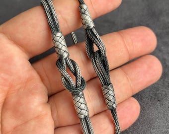 Handwoven Sterling Silver Love Knot Bracelet: Viking Sailor Jewelry
