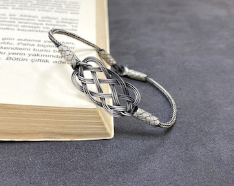 Hand Braided Celtic Knot 999 Silver Bracelet, Delicate Gift