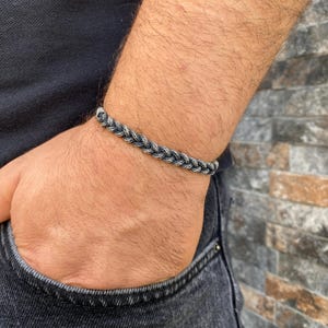 999 Silver Vikings Bracelet, Handmade Norse Bracelet, Oxidize Men Bracelet, Braided Silver Jewelry Weave Bracelet, Gift For Boyfriend