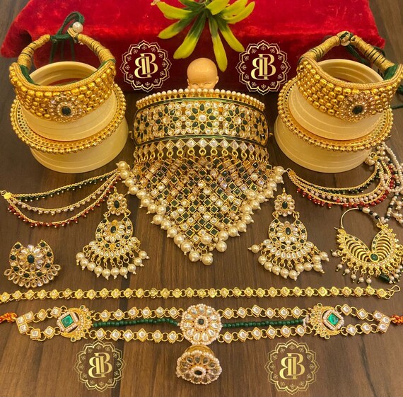 Indian Rajputi Jewellery Combo Set Bridal Wedding Necklace Set