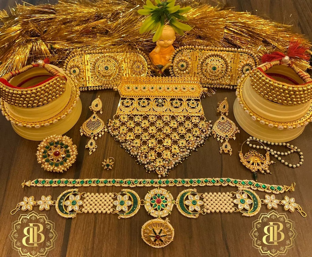 Rajputi Rajwadi Bridal Wedding Jewelry Combo Set Party Wear Necklace