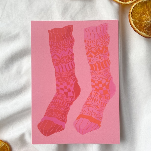 WEIHNACHTSPOSTKARTE A6 - ugly socks