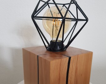 Tischlampe / Nachttischlampe / Schreibtischlampe / Vintage Lampe E27 Buche Massivholz