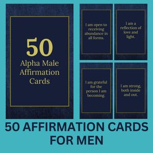 50 Cartões de Afirmação para Homens Cartões para Imprimir, Afirmação Positiva Diária Aumenta a Confiança Melhora a Saúde Mental Energia Masculina