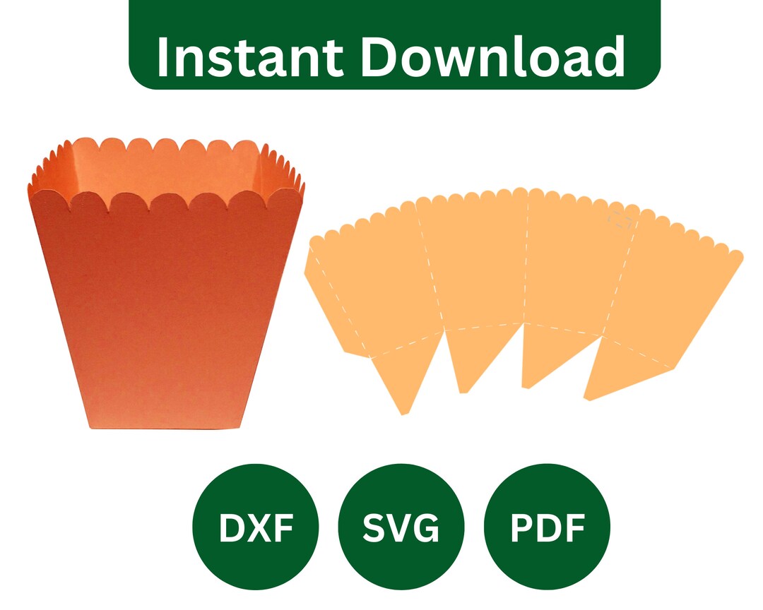 Popcorn Box SVG Packaging Box SVG Box Vector Svg Png Pdf Etsy