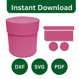 Caja redonda con tapa, caja circular, caja de regalo redonda con tapa, SVG, DXF, PDF, Cricut, Silhouette Plantilla de caja para sombrero redondo Descarga instantánea