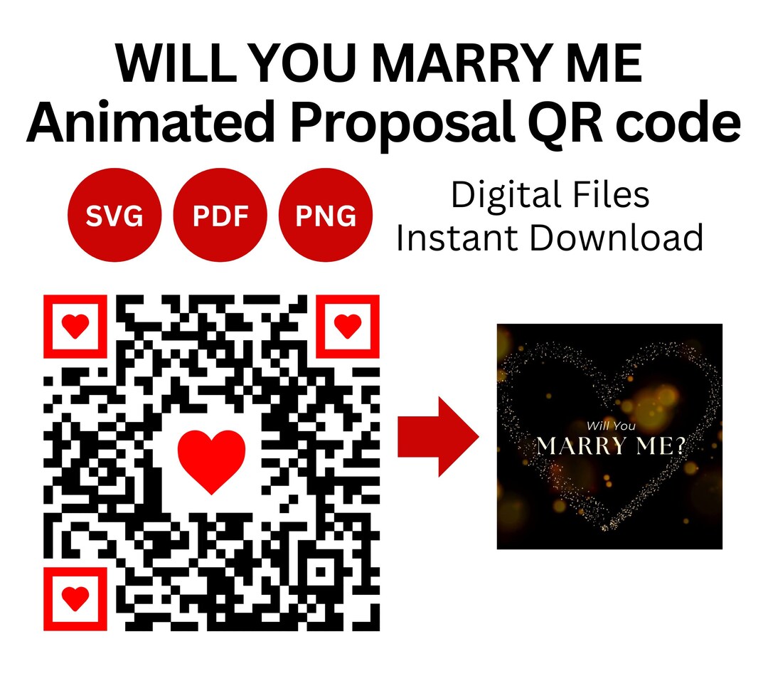 Animated Will You Marry Me QR Code message in a QR Code Engagement QR ...