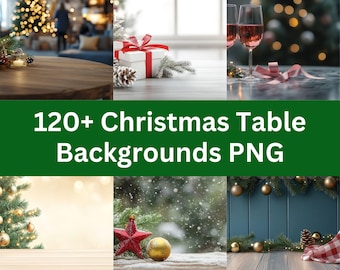 Christmas Table Mockup Bundle, Styled Stock Photos, Holiday Backgrounds (Instant Download)