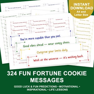 Printable Fortune Cookie Messages, DIY, Funny Fortunes for kids Adults, Inspirational Motivational Messages Affirmation|  Instant Download