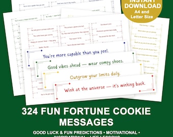 Printable Fortune Cookie Messages: 324 Fun DIY Fortunes (Instant Download)