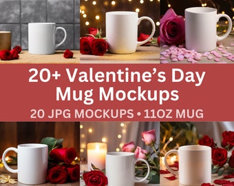 Romantic White Ceramic Mug Mockup Valentine Mockup Valentine Mockup Ceramic Mug 11oz Coffee Mug Mockup Bundle Valentines Hearts