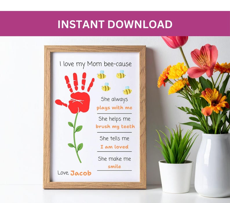 Mother's Day Handprint Flower Craft, Kids Keepsake Activity (digital ...