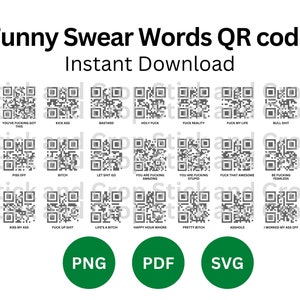 21 Swear words qr code |Swear words SVG | T-Shirt Slogans QR Code | QR Code Eps Vector | Set Funny Slogan| Instant Download | Funny Sayings