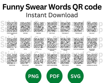 Funny Swear Words QR Code Set (Digital Download)