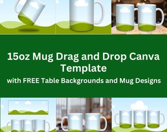 15 Oz Mug Mockup: Canva Drag and Drop Template (Digital Download)