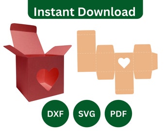CupCake Geschenkbox mit Herzfenster Vorlage | Verpackungsbox SVG, Box Vektor svg, png, pdf, für Schneidemaschine, Instant Download