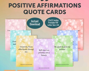 99 Positive Affirmations-Printable Digital Affirmation Cards-Personal Growth and Empowerment Affirmation Deck Bundle-Vision Board Printable