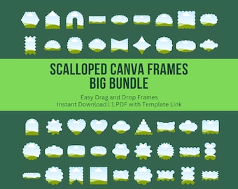 Editable Scalloped Canva Frames Bundle, Vintage Junk Journal Supplies (Digital Download)