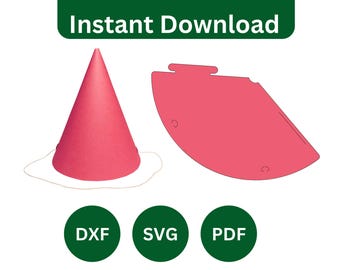 DIY Paper Party Hat Template (svg, dxf, pdf) Digital Download