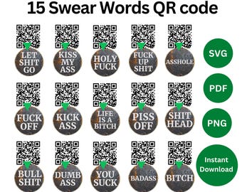 Funny Swear Words QR Code Bundle: Slogans, Sayings (Instant Download)