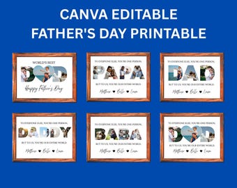 Editable Daddy Photo Collage Canva Templates | Father's Day Gift (Digital Download)
