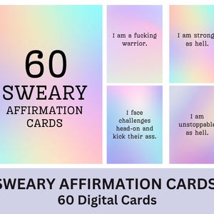 60 Sweary Digitale Affirmationskarten - Printable Freche Affirmationen-Badass Affirmations Deck-Sarkastische tägliche Affirmationen-Swear Affirmation
