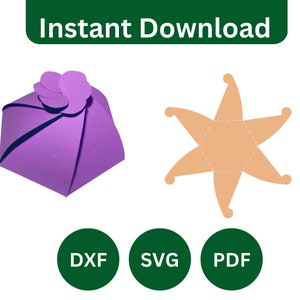 Modèle d'emballage de boîte tourbillon, boîte à biscuits surprise, Svg de boîte de bonbons, boîte de faveur, boîte cadeau, Svg pour Cricut, Svg pour silhouette, PNG, SVG, PDF