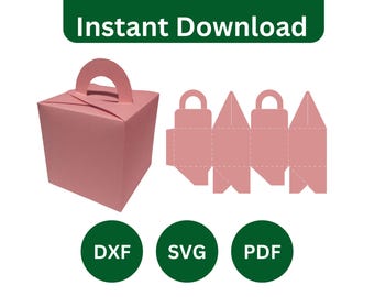 Box mit Griff Vorlage, Würfel-Box, Gunst-Box, quadratische Box, Geschenk-Box, SVG, PDF, Cricut, Silhouette für Schneidemaschine, Instant Download