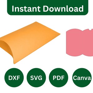 Kissen Box Vorlage Bundle, Kissenschachteln, Favor Box Vorlage, Box Vorlage svg, Geschenkbox Vorlage, Cut Files, DIY Geschenkbox
