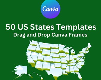 USA State Canva Frames Template: Custom Photo & Video Design Digital Download