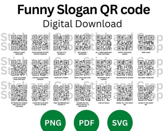 Funny Slogans QR Code SVG: T-Shirt Designs (Digital Download)