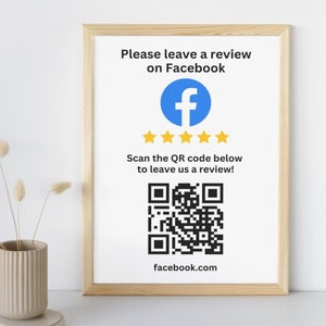 Facebook レビュー カード | Facebook レビュー QR コード カード | Facebook レビュー サイン | Facebook 名刺 | デジタル Facebook レビュー カード テンプレート
