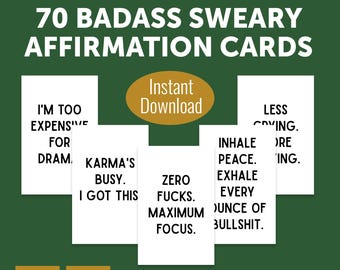 Badass Sweary Affirmation Cards | Funny Sarcastic Motivation (Digital Download)