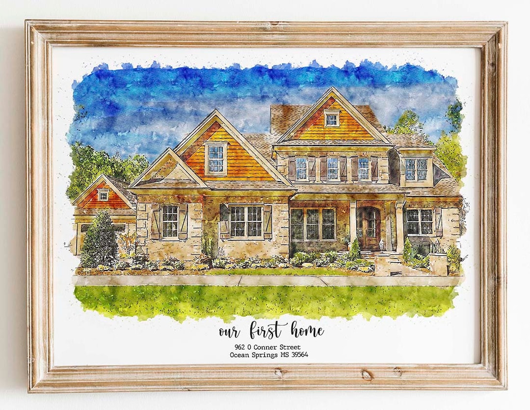Custom House Portrait, Watercolor House Portrait From Photo, House ...