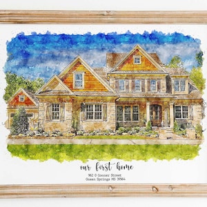 Custom house portrait, Watercolor house portrait from photo, House painting from photo, Housewarming Gift, First Home portrait,New home gift