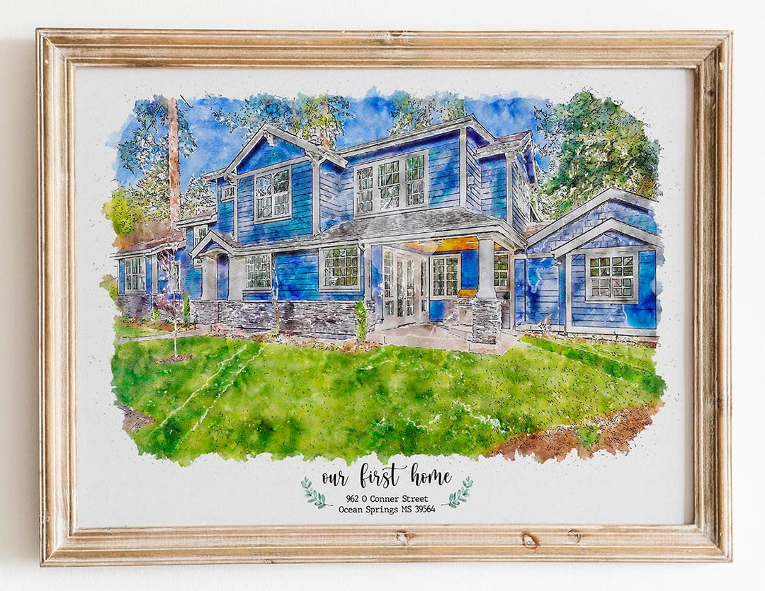 Custom House Portrait Watercolor,watercolor House Painting,personalized ...