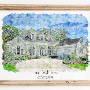 New Home Gift Print, Housewarming Gift, Digital Download, Our First Home Print, Personalized Gift, Custom Home Portrait