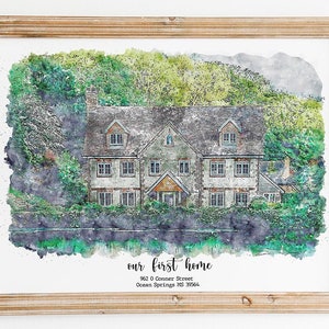 Personalized Housewarming Gift,Watercolor House Painting,First Home Gift,Custom Watercolor House Portrait, Closing Gift,Home Portrait