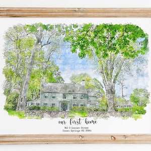 CUSTOM WATERCOLOR HOUSE Portrait | Digital Watercolor Home Painting | Realtor Closing Gift | Personalized Housewarming Gift| First Home Gift