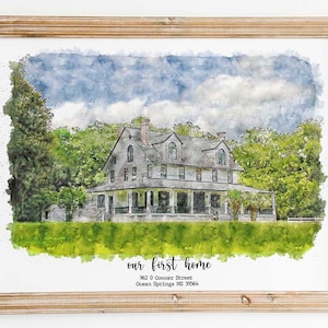 First Home Gift, Custom House Portrait Watercolor, Watercolor House Painting, Personalized House Portrait, Realtor Gift, Digital, Print