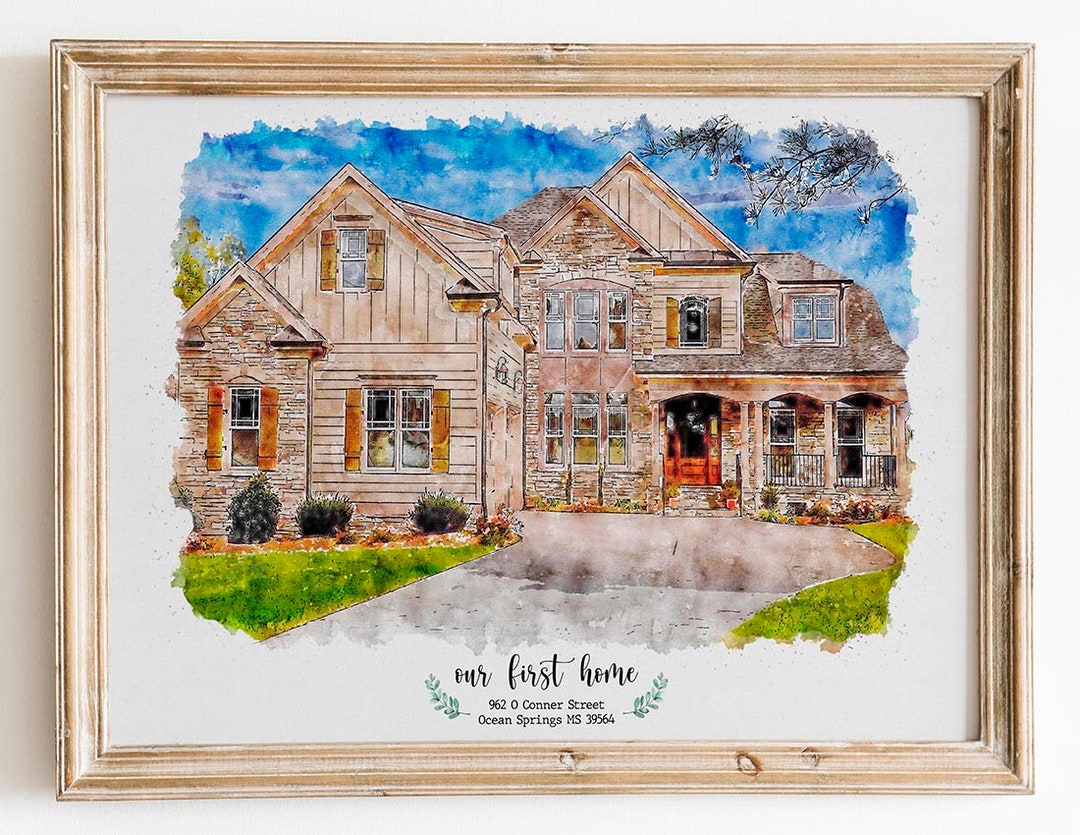 Custom House Portrait Watercolor,watercolor House Painting,personalized ...