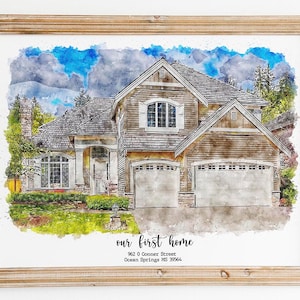 New Home and Housewarming Gift, Custom House Portrait, First Home Gift, House Portrait, House Drawing From Photo, New Homeowner Gift