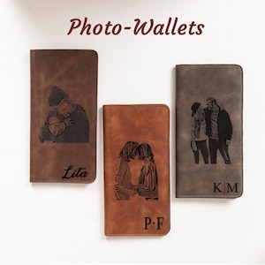 Cartera de cuero personalizada con foto larga, regalo para papá, esposo e hijo, billetera creativa, regalo de San Valentín para él, regalo de cumpleaños para hija